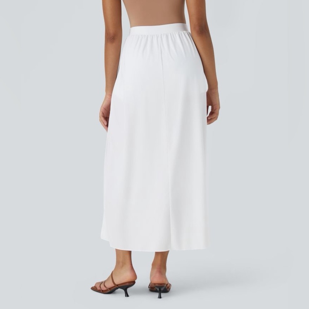 Halara Breezeful High Waisted Tie Front Flowy 2-in-1 Maxi Quick Dry Casual Skirt - Picture 2 of 14
